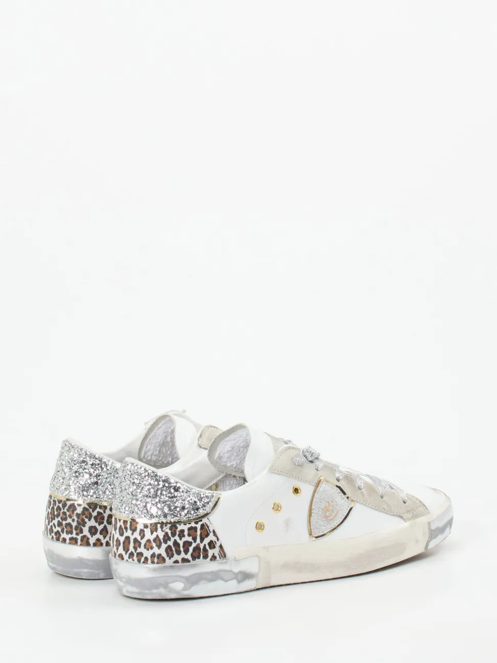 Philippe Model – Sneaker aus Leder-Mix mit Glitzer