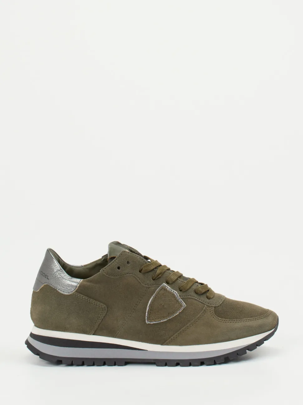 Philippe Model – Sneaker aus Veloursleder Olivgrün