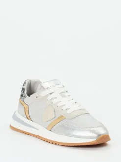 Philippe Model – Sneaker aus Metallicleder silber