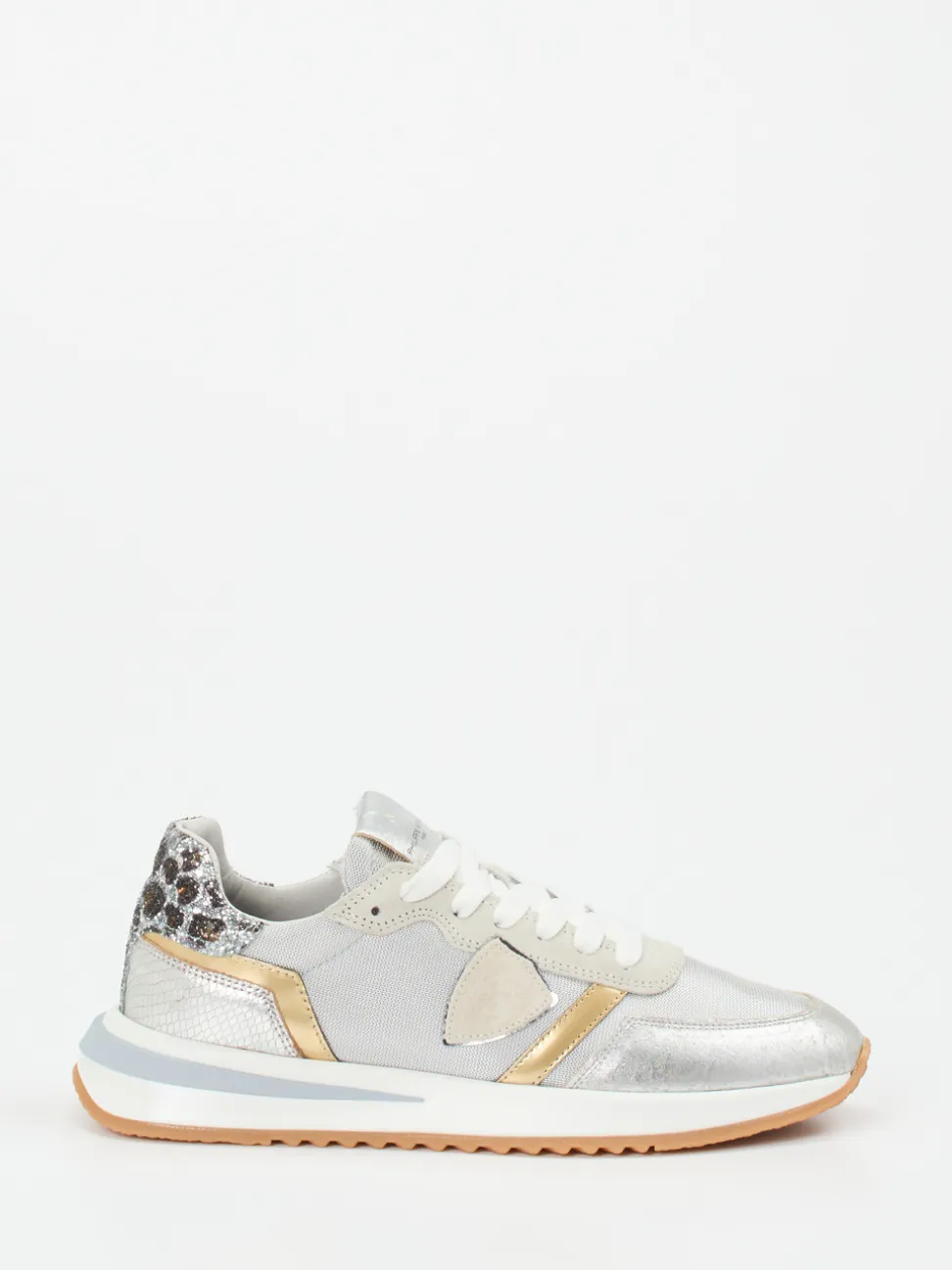 Philippe Model – Sneaker aus Metallicleder silber