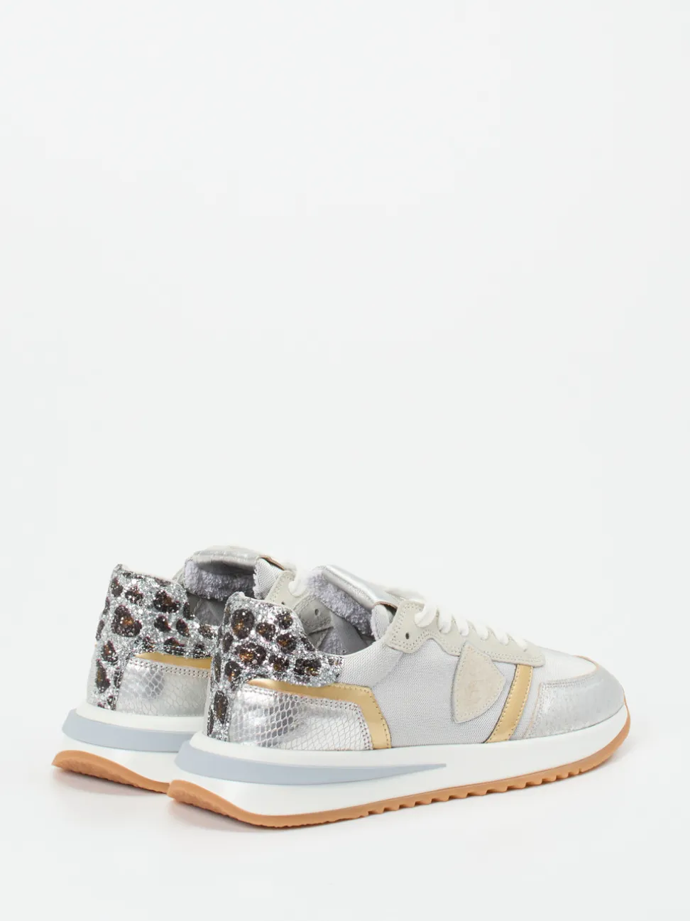 Philippe Model – Sneaker aus Metallicleder silber