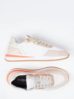 Philippe Model – Sneaker aus Veloursleder und Textil in Rosé