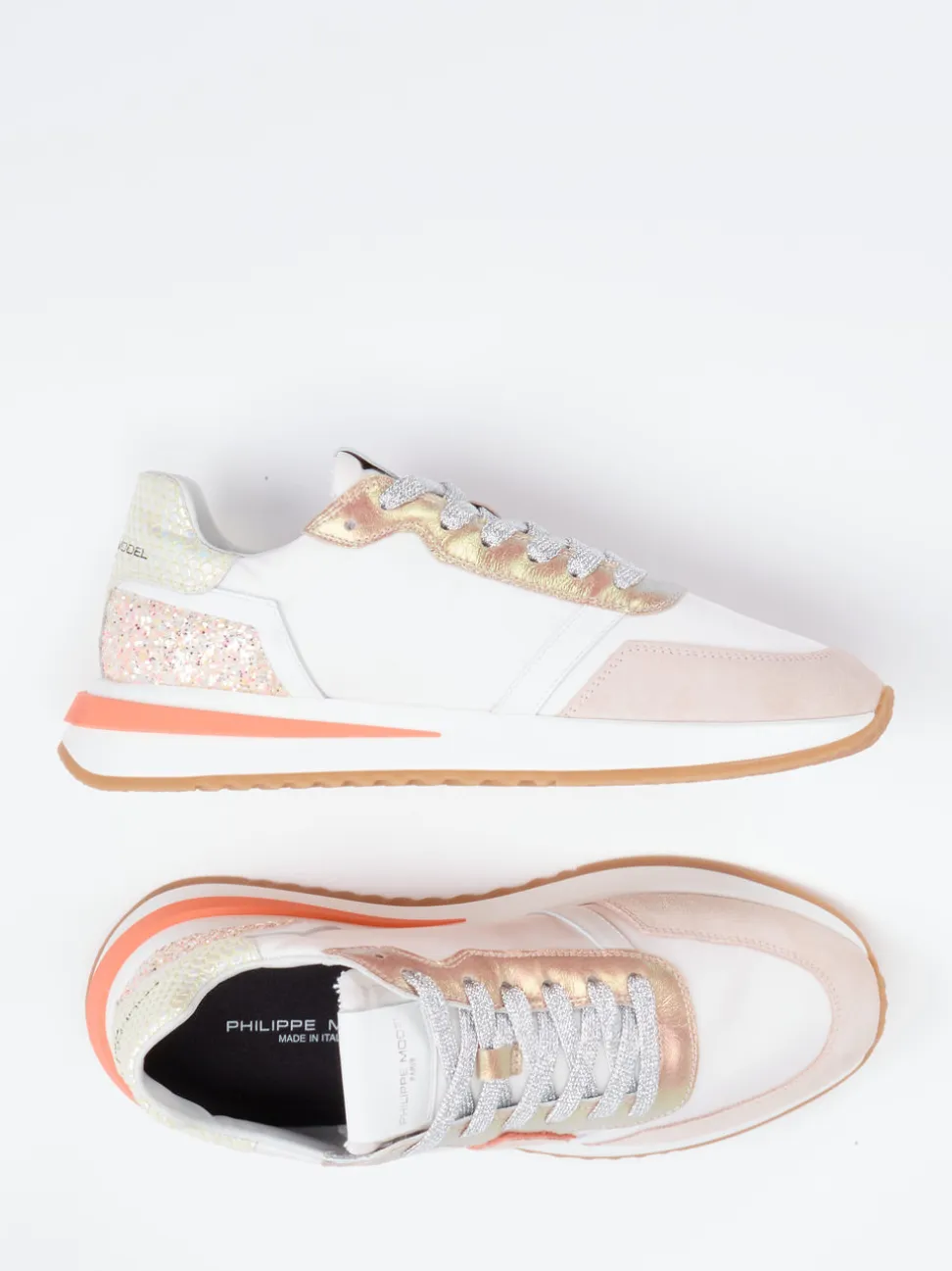 Philippe Model – Sneaker aus Veloursleder und Textil in Rosé
