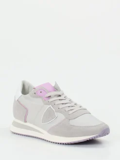 Philippe Model – Sneaker aus Veloursleder in Hellgrau