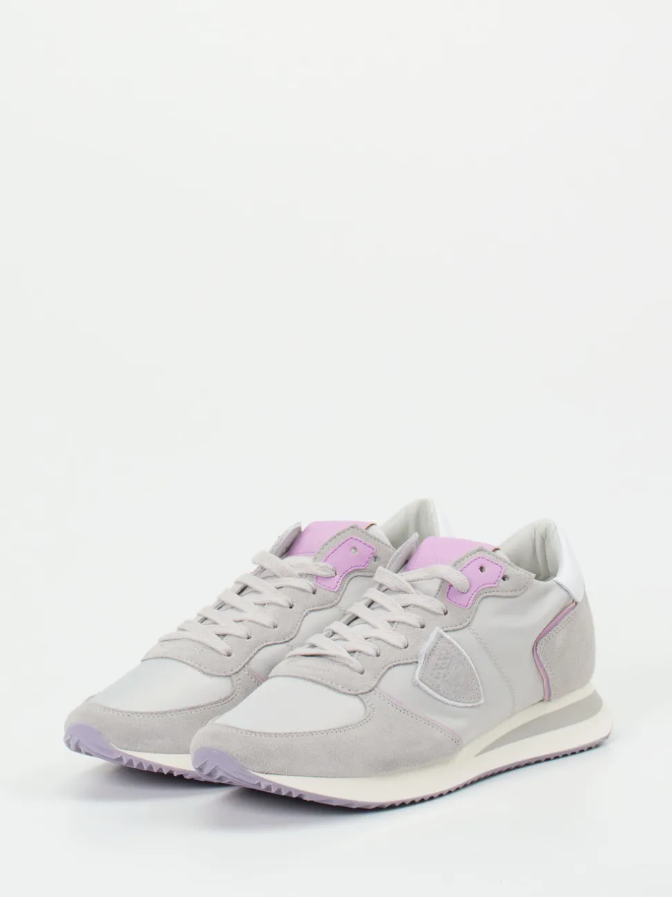 Philippe Model – Sneaker aus Veloursleder in Hellgrau