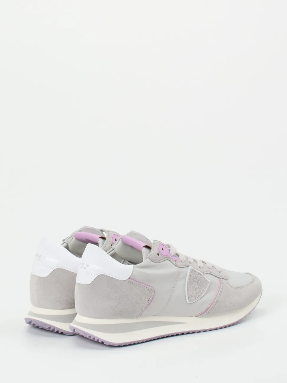 Philippe Model – Sneaker aus Veloursleder in Hellgrau