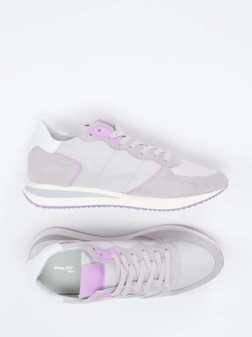 Philippe Model – Sneaker aus Veloursleder in Hellgrau