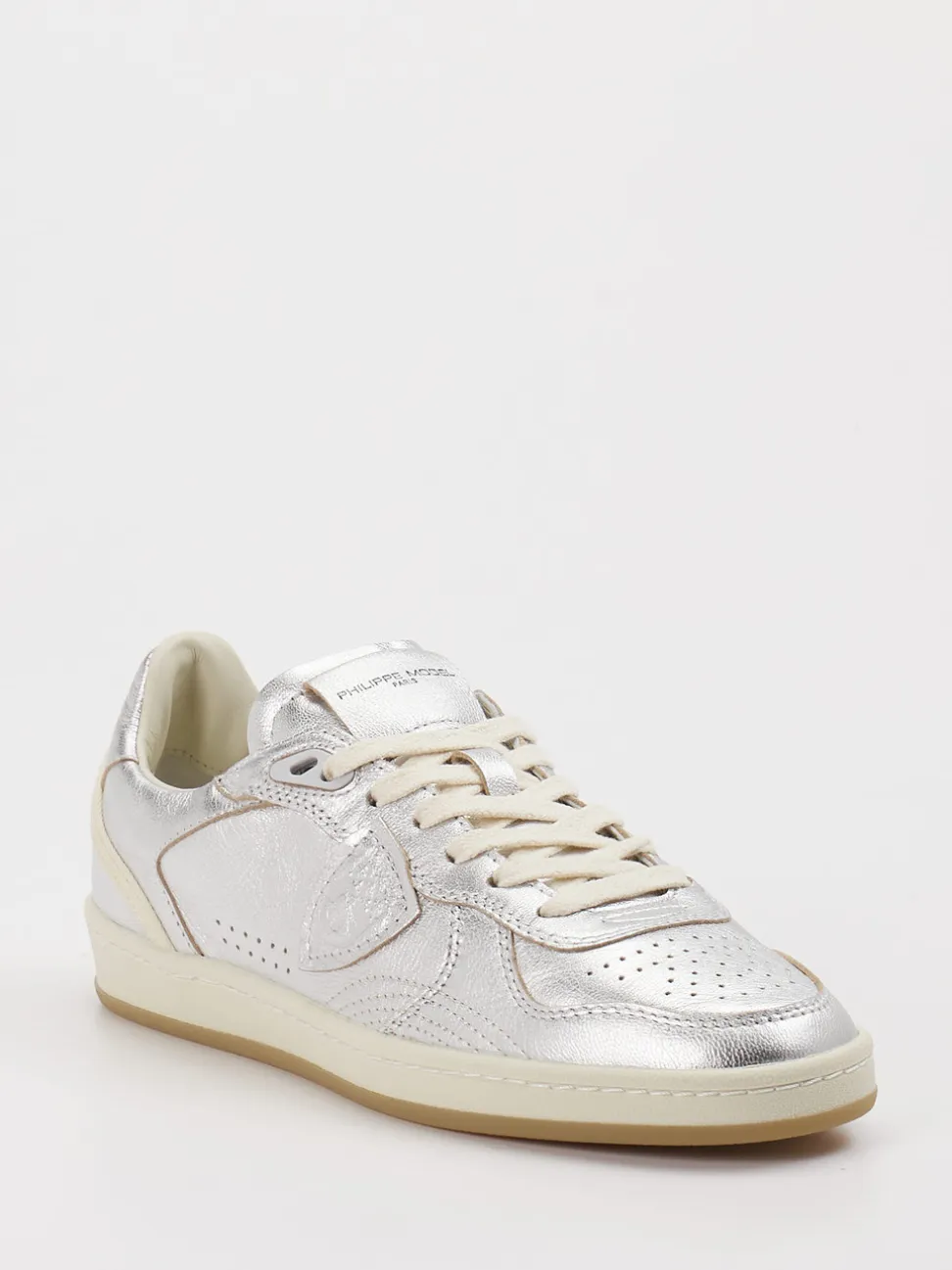 Philippe Model – Sneaker aus Metallicleder Silber