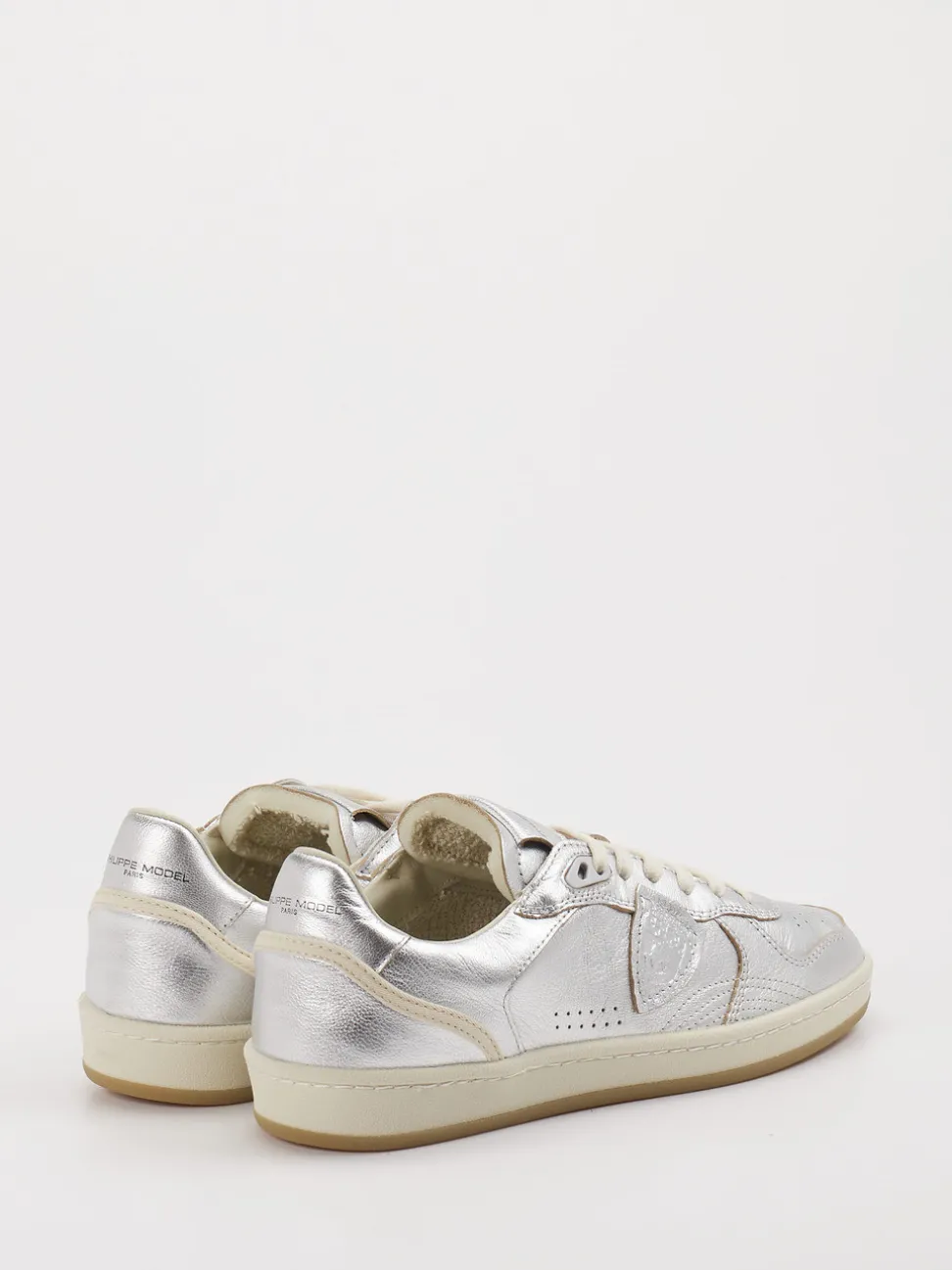Philippe Model – Sneaker aus Metallicleder Silber