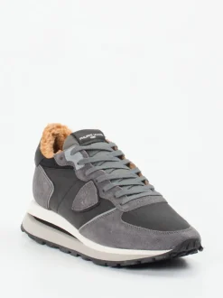 Philippe Model – Sneaker aus Veloursleder grau