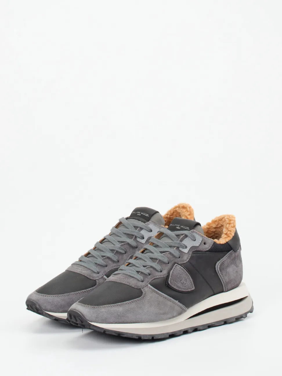 Philippe Model – Sneaker aus Veloursleder grau