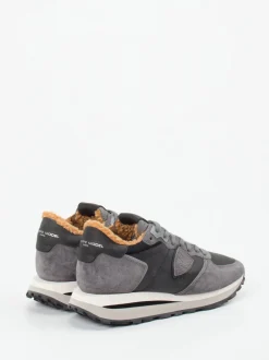 Philippe Model – Sneaker aus Veloursleder grau