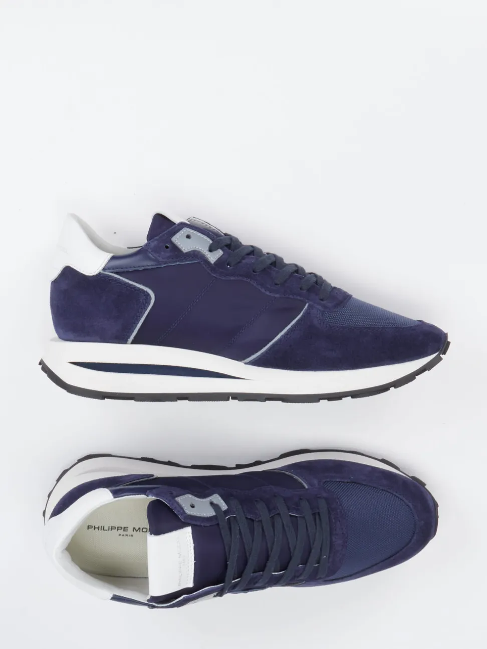 Philippe Model – Sneaker aus Veloursleder und Mesh blau