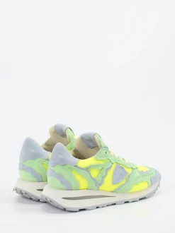 Philippe Model – Sneaker aus Mesh und Veloursleder Neongelb