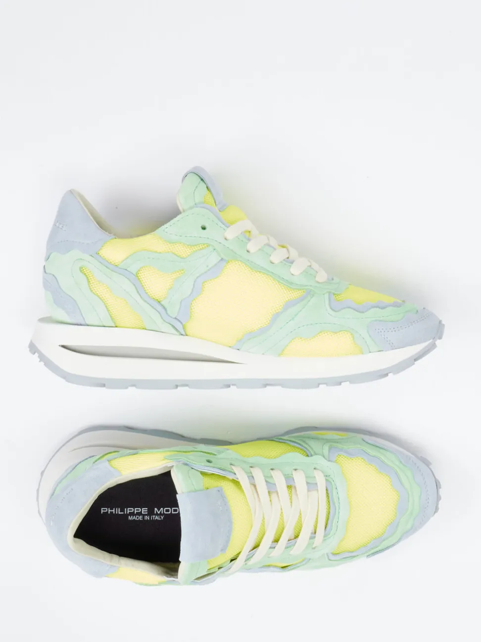 Philippe Model – Sneaker aus Mesh und Veloursleder Neongelb