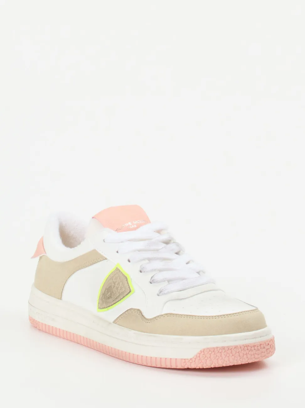 Philippe Model – Sneaker aus Leder-Mix in Weiß-Rosé