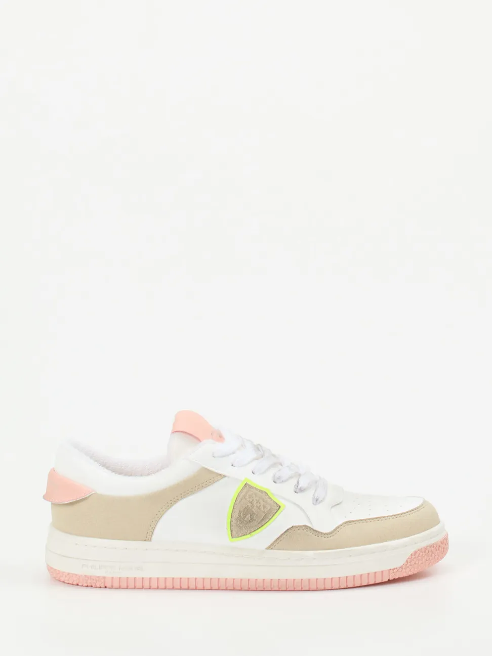 Philippe Model – Sneaker aus Leder-Mix in Weiß-Rosé