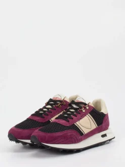 Philippe Model – Sneaker aus Veloursleder in Brombeer