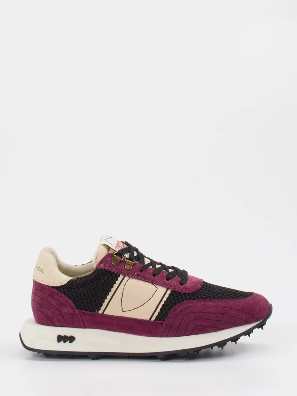 Philippe Model – Sneaker aus Veloursleder in Brombeer