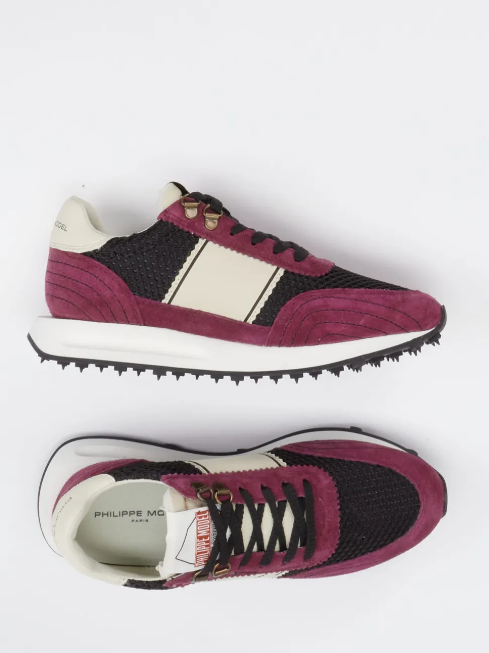 Philippe Model – Sneaker aus Veloursleder in Brombeer