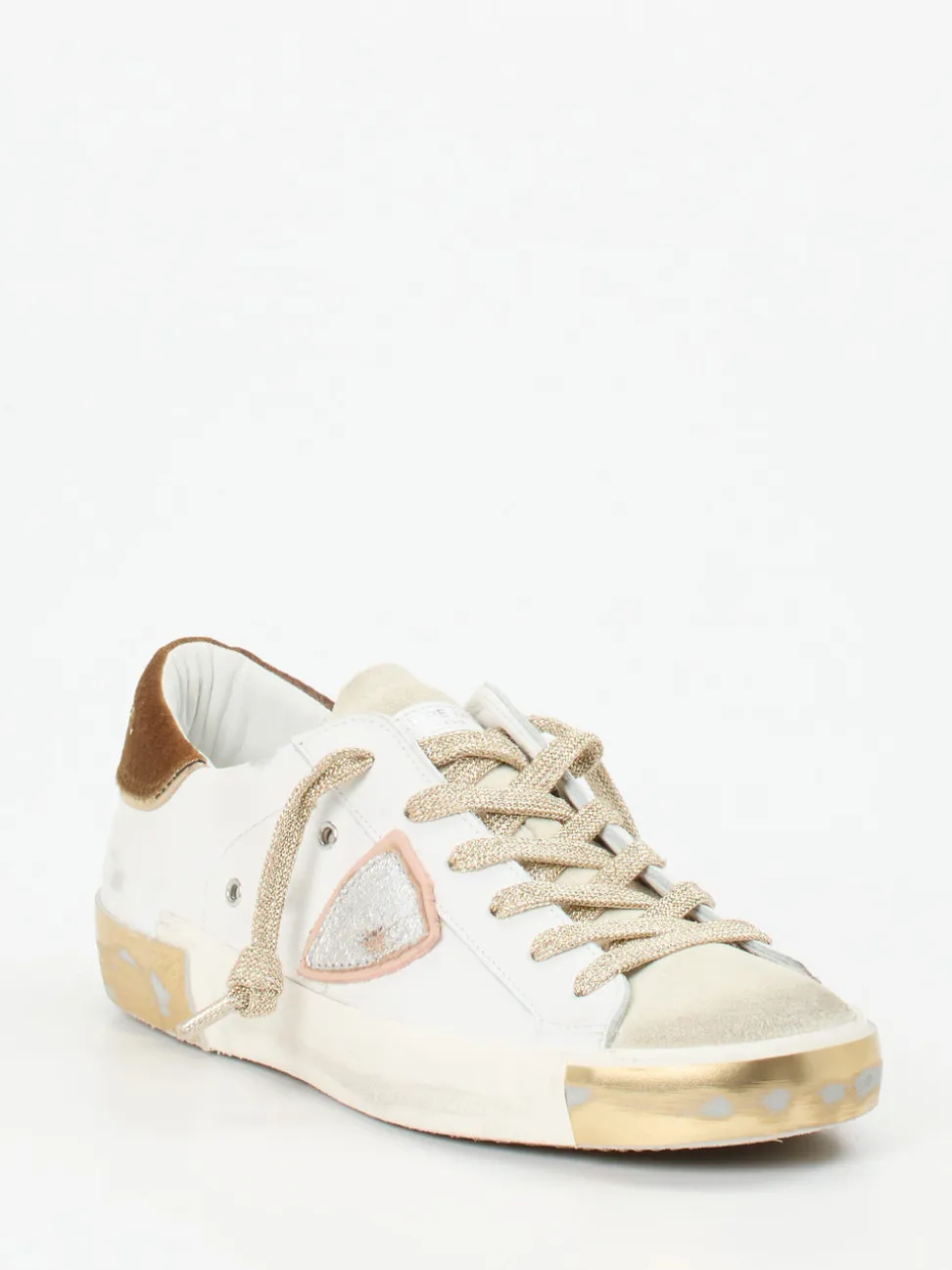 Philippe Model – Sneaker aus Velours- und Glattleder weiß
