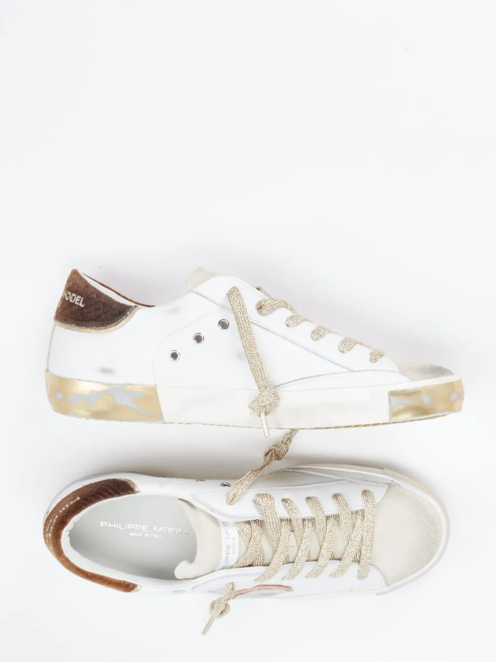Philippe Model – Sneaker aus Velours- und Glattleder weiß