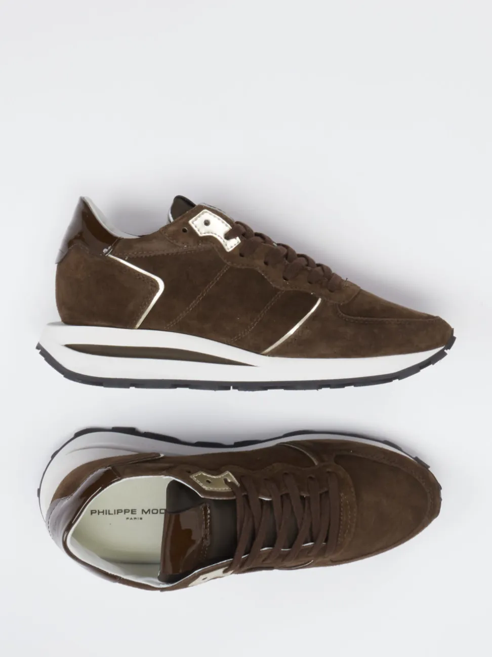 Philippe Model – Sneaker aus Veloursleder braun