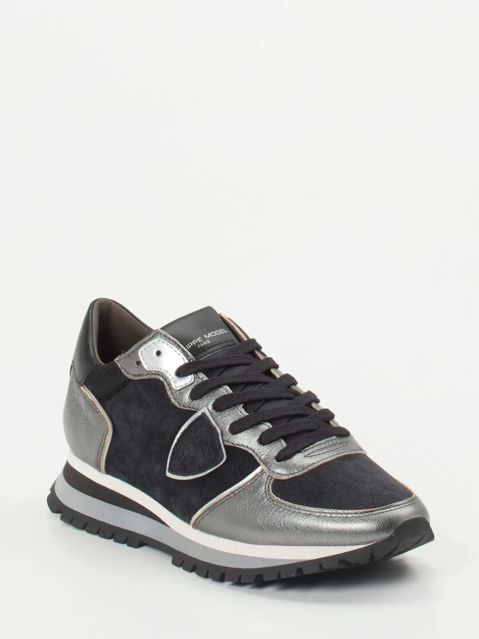 Philippe Model – Sneaker aus Veloursleder und Metallicleder