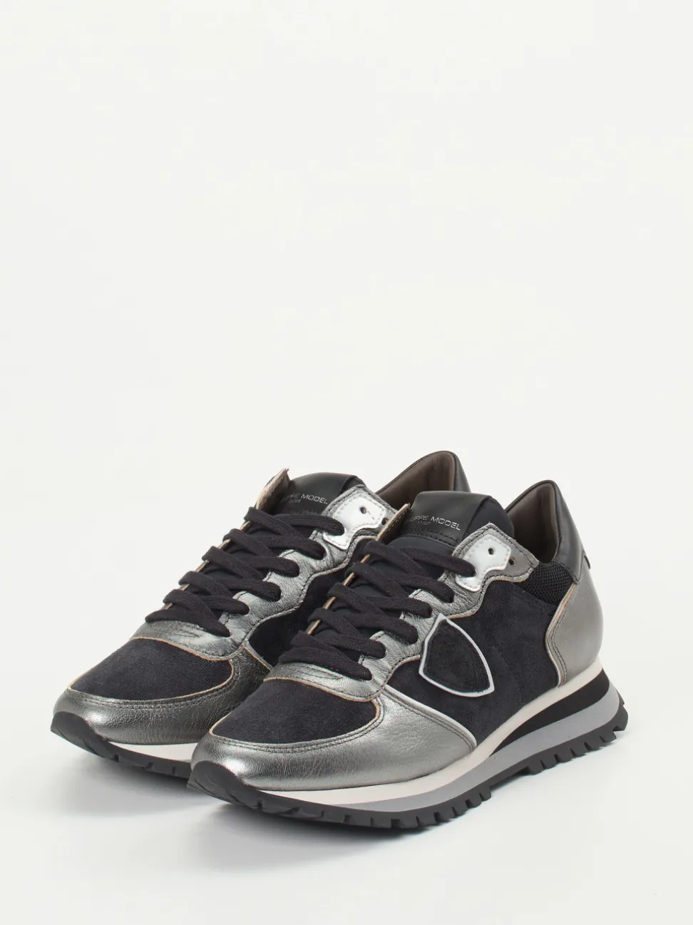 Philippe Model – Sneaker aus Veloursleder und Metallicleder