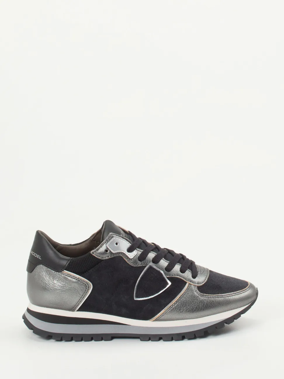 Philippe Model – Sneaker aus Veloursleder und Metallicleder