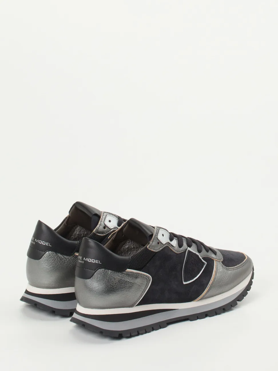 Philippe Model – Sneaker aus Veloursleder und Metallicleder