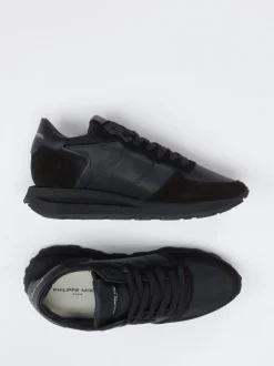 Philippe Model – Sneaker aus Leder-Mix Schwarz