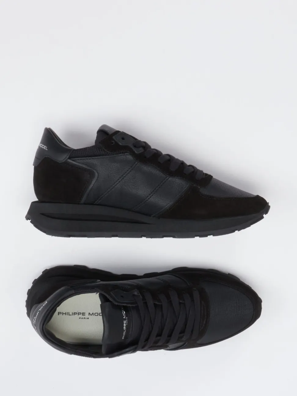 Philippe Model – Sneaker aus Leder-Mix Schwarz