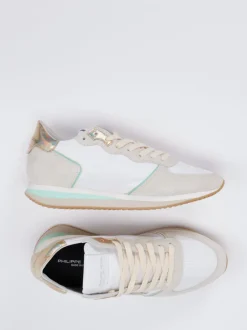 Philippe Model – Sneaker aus Veloursleder in Beige