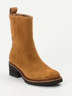 Piedi Nudi – Ankle Boots aus Veloursleder Cognac