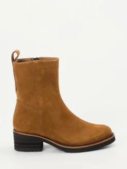 Piedi Nudi – Ankle Boots aus Veloursleder Cognac