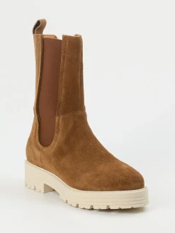 Piedi Nudi – Chelsea Boots aus Veloursleder cognacbraun