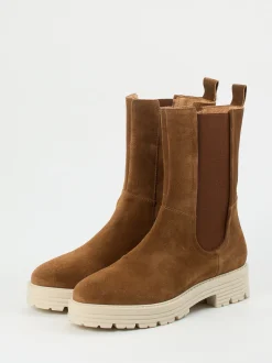 Piedi Nudi – Chelsea Boots aus Veloursleder cognacbraun