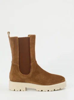 Piedi Nudi – Chelsea Boots aus Veloursleder cognacbraun