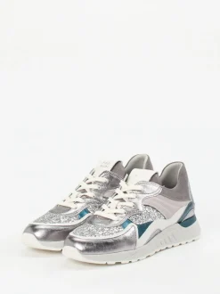 Piedi Nudi – Chunky Sneaker aus Metallicleder silber