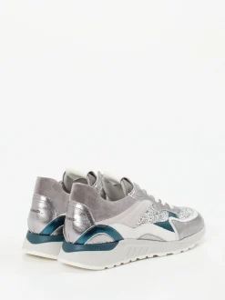 Piedi Nudi – Chunky Sneaker aus Metallicleder silber