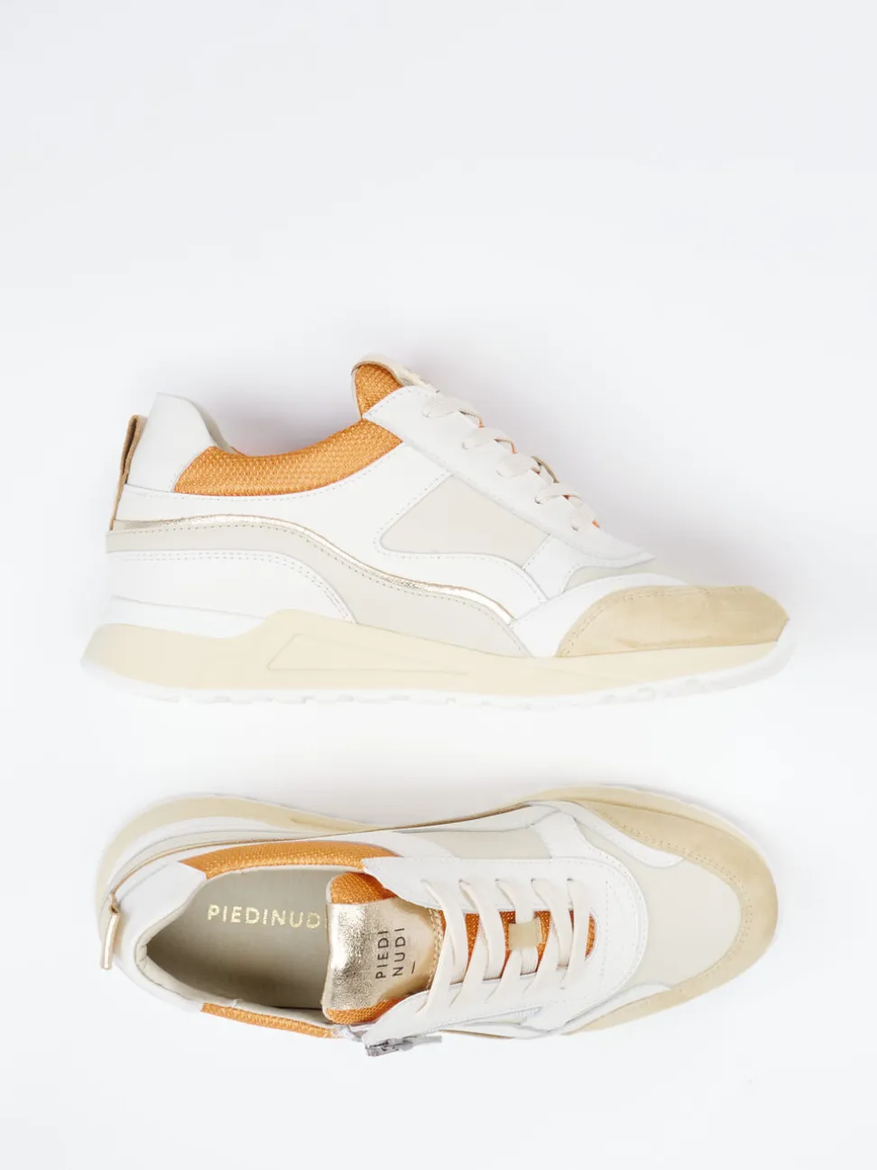Piedi Nudi – Chunky Sneaker aus Velours- und Glattleder Beige