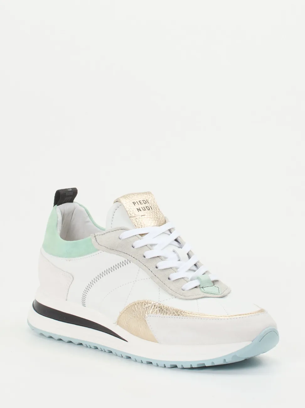 Piedi Nudi – Low-Top Sneaker aus Kalbleder Weiß-Gold