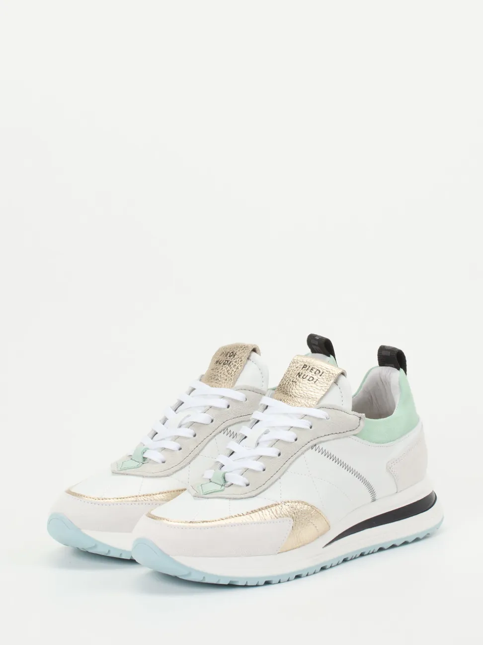 Piedi Nudi – Low-Top Sneaker aus Kalbleder Weiß-Gold