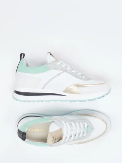 Piedi Nudi – Low-Top Sneaker aus Kalbleder Weiß-Gold