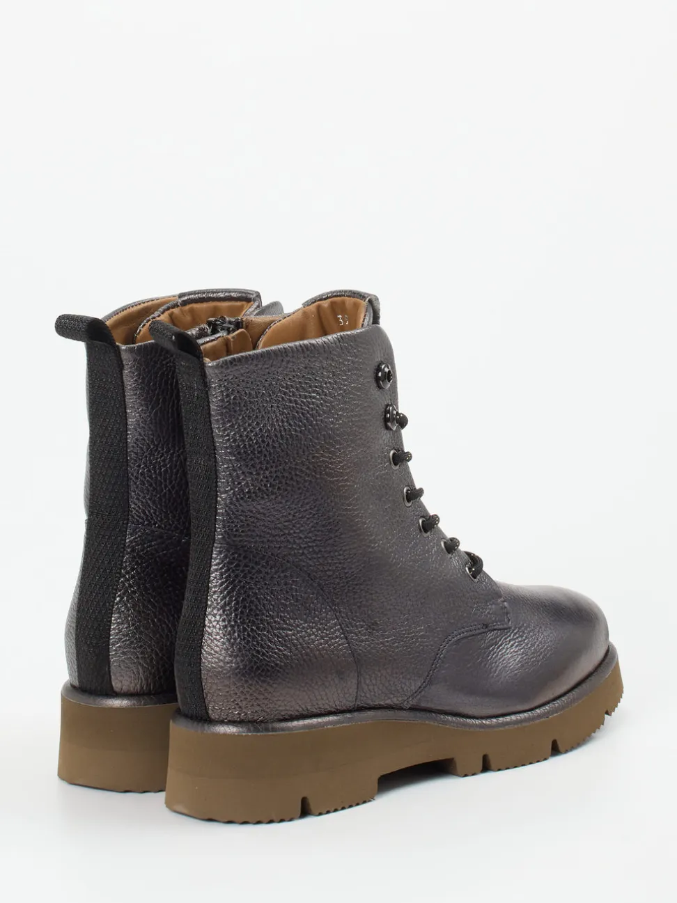 Piedi Nudi – Schnürboots aus Metallicleder anthrazit