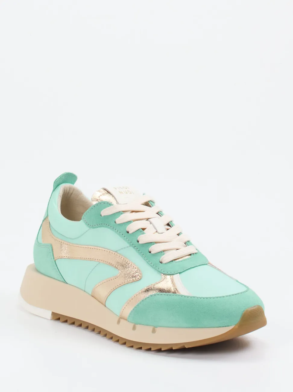 Piedi Nudi – Sneaker aus Veloursleder und Textil mintgrün