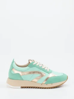 Piedi Nudi – Sneaker aus Veloursleder und Textil mintgrün
