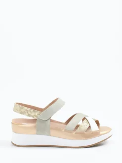 Piesanto – Keilsandalette aus Veloursleder und Textil