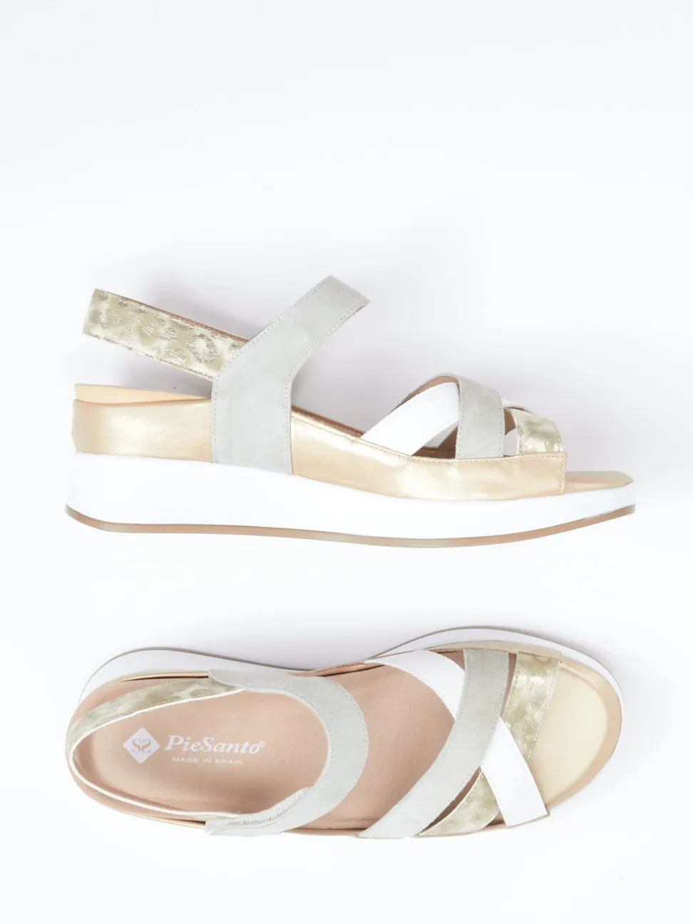 Piesanto – Keilsandalette aus Veloursleder und Textil